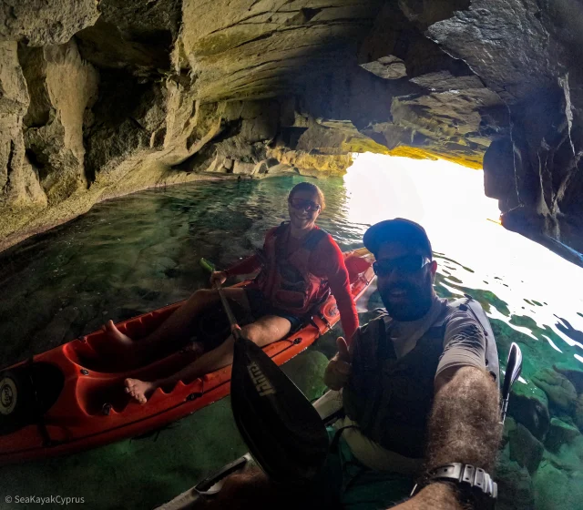 Finding shade in hot summer days! 🌊🚣‍♀️☀️ check out our excursions calendar 📆 link in our bio 🦩#seakayakcyprus #seakayaking #experiencemore #limassol #islandvibes